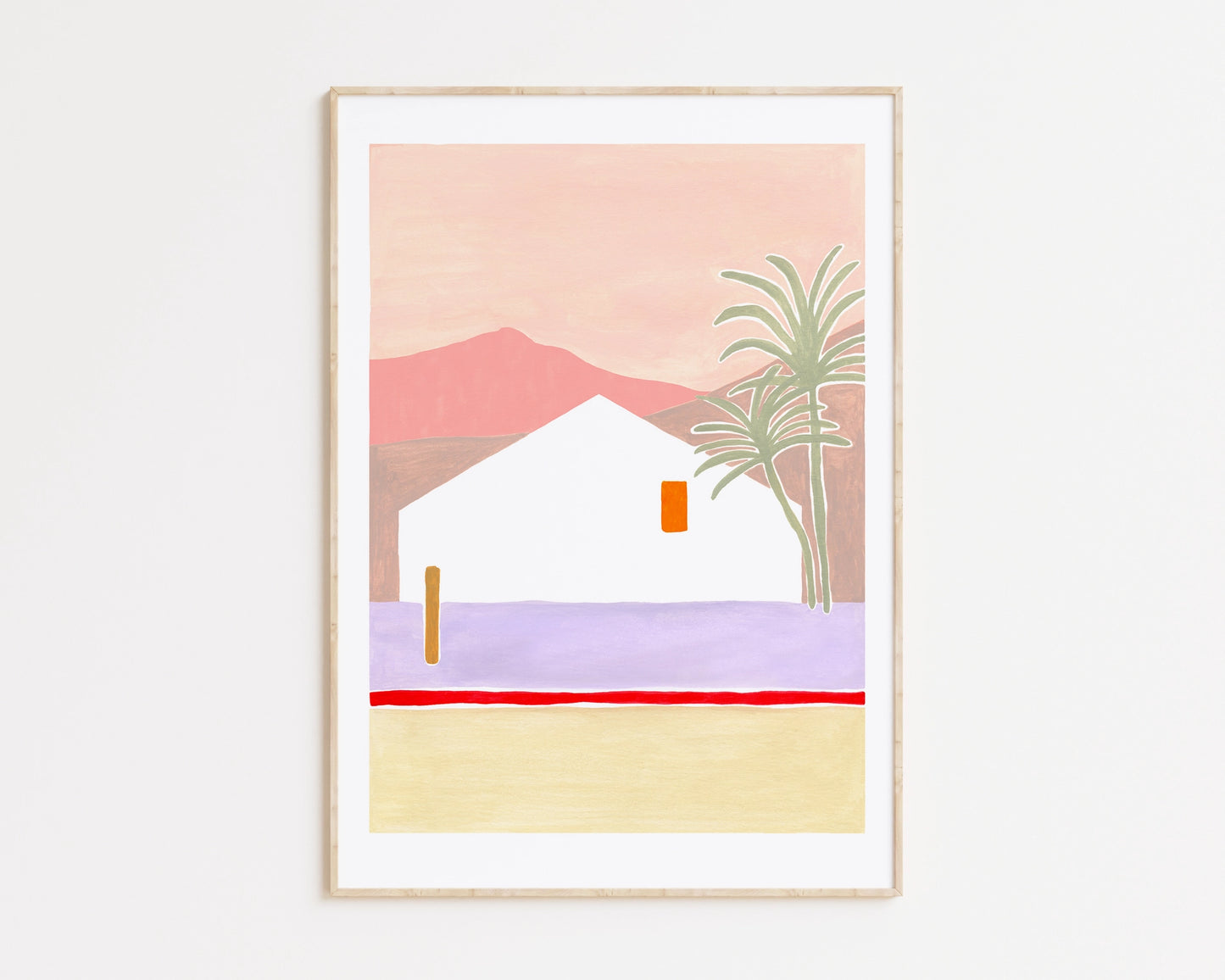 House and Palms - Illustration Art Print