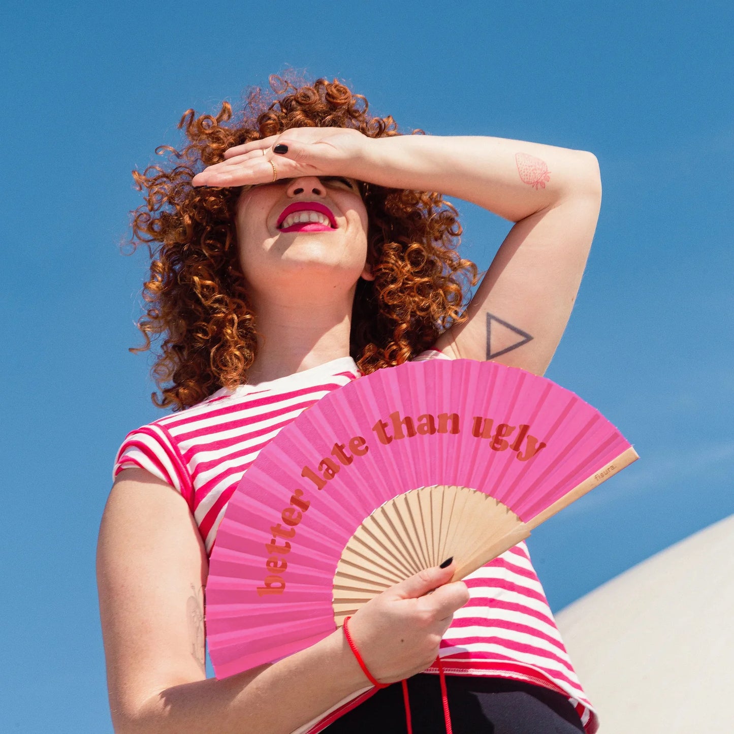 “Better Late Than Ugly” Pink Fan