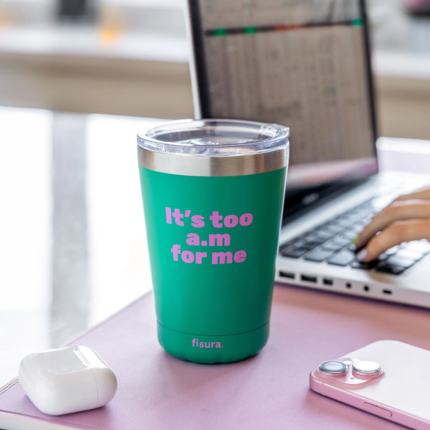 “It's Too AM For Me” Thermos Glass