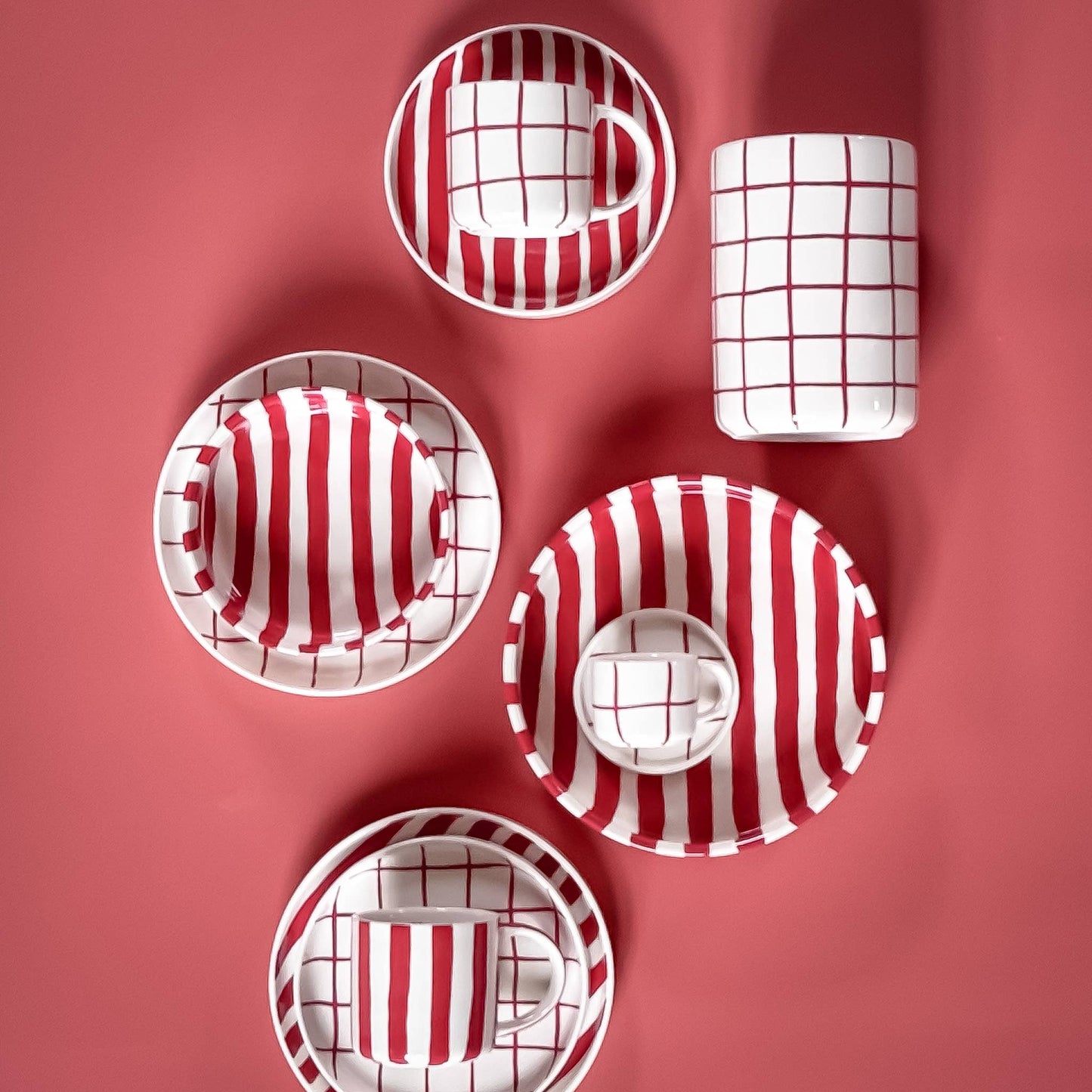 Large bowl Stripes - tramonto red