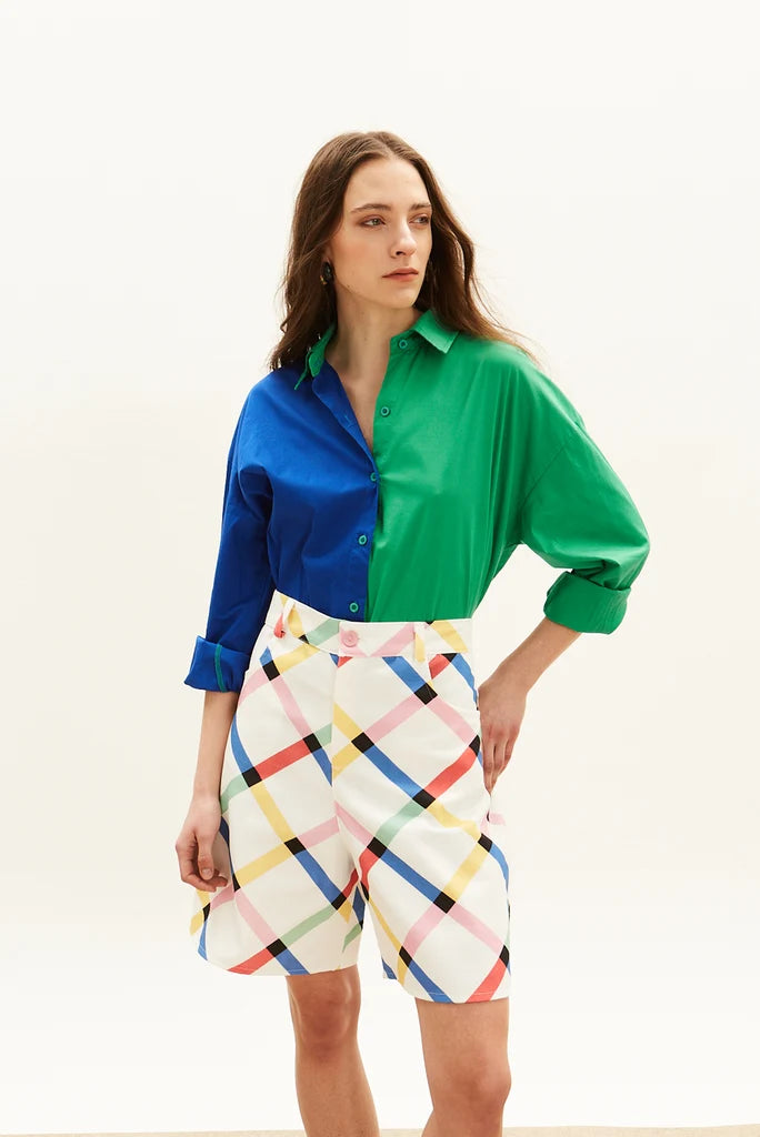 The Color-Block Shirt - Blue & Green