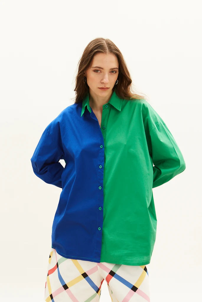 The Color-Block Shirt - Blue & Green