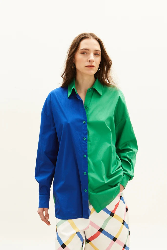 The Color-Block Shirt - Blue & Green