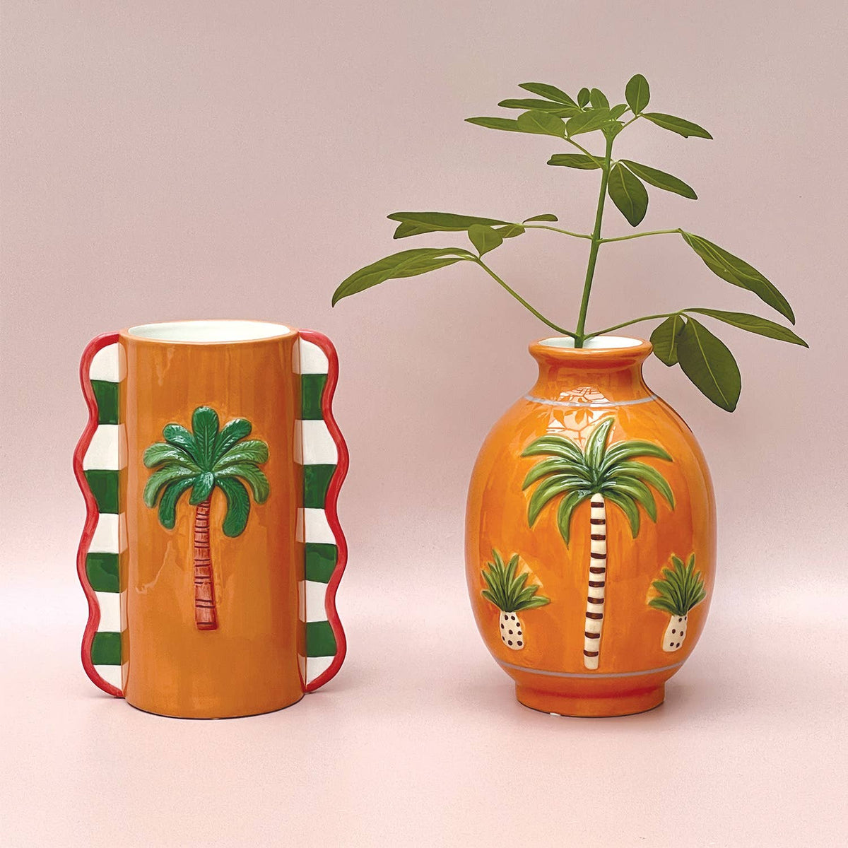 Orange Palm Tree Vase
