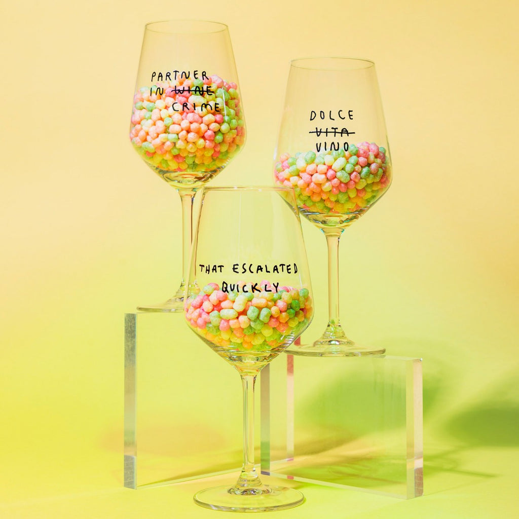 "Partner In Wine" Wine Glass by Johanna Schwarzer × Selekkt