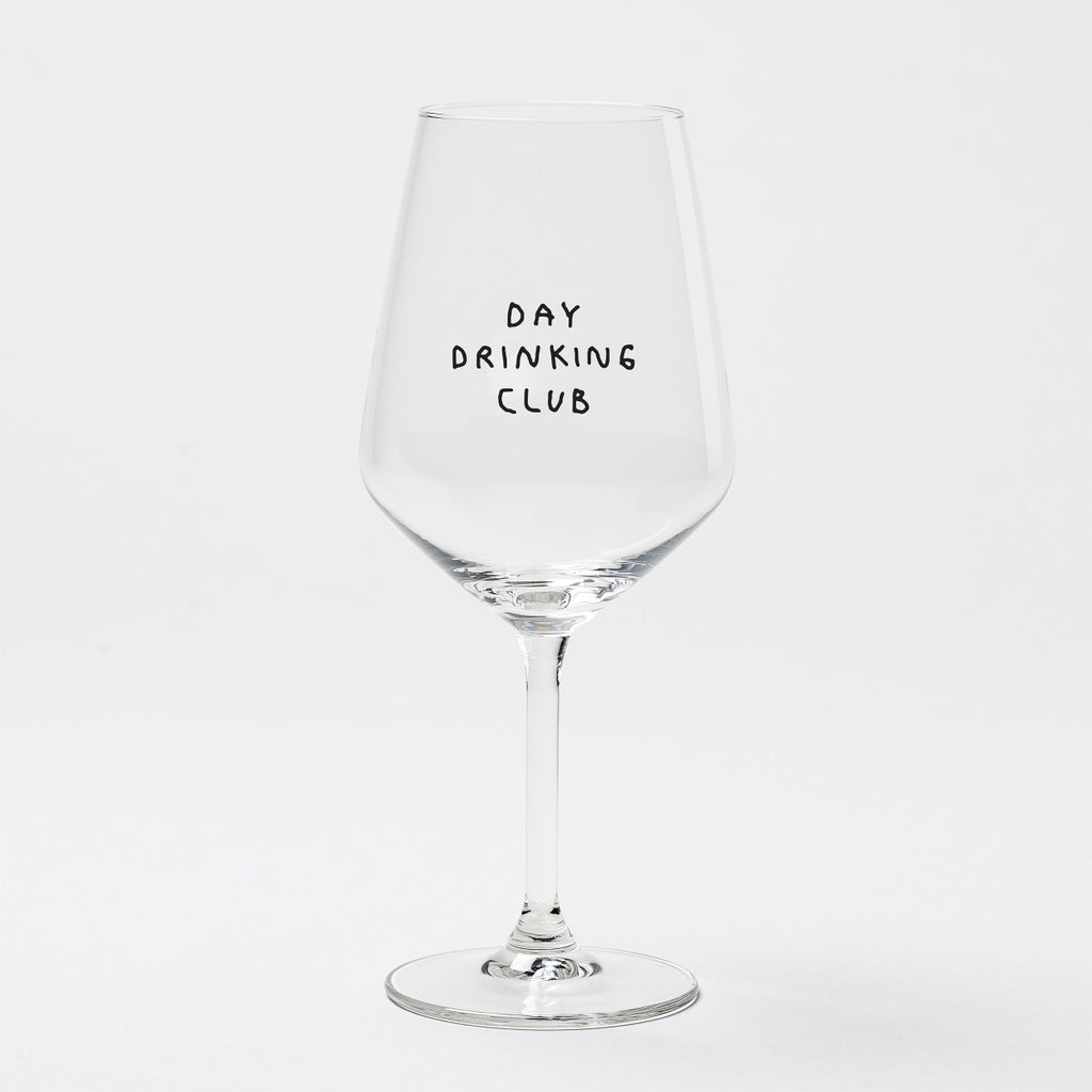 "Day Drinking Club" Wine Glass by Johanna Schwarzer × Selekkt
