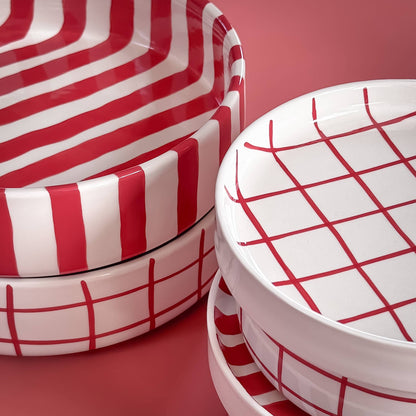Large bowl Stripes - tramonto red
