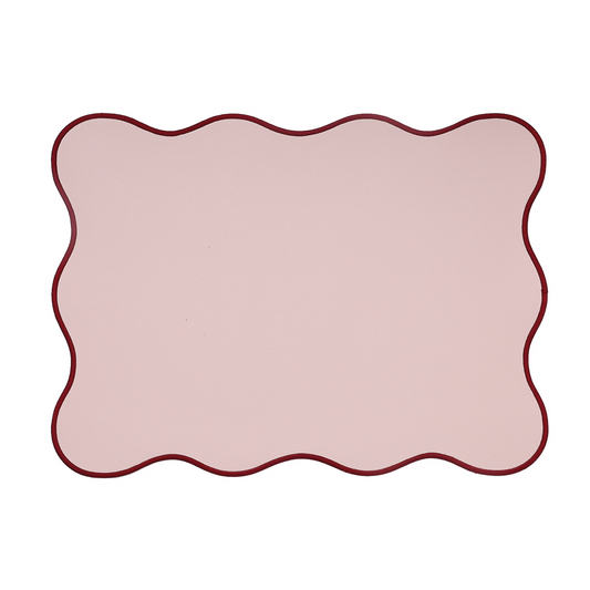 Juliette Pink Rectangular Placemat with Red Border