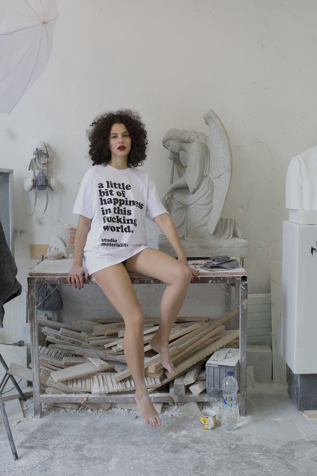 Studio Materiality White “Happiness'' T-Shirt