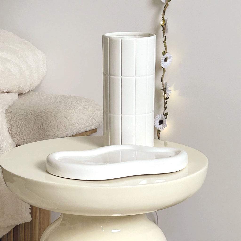 White Tiled Vase