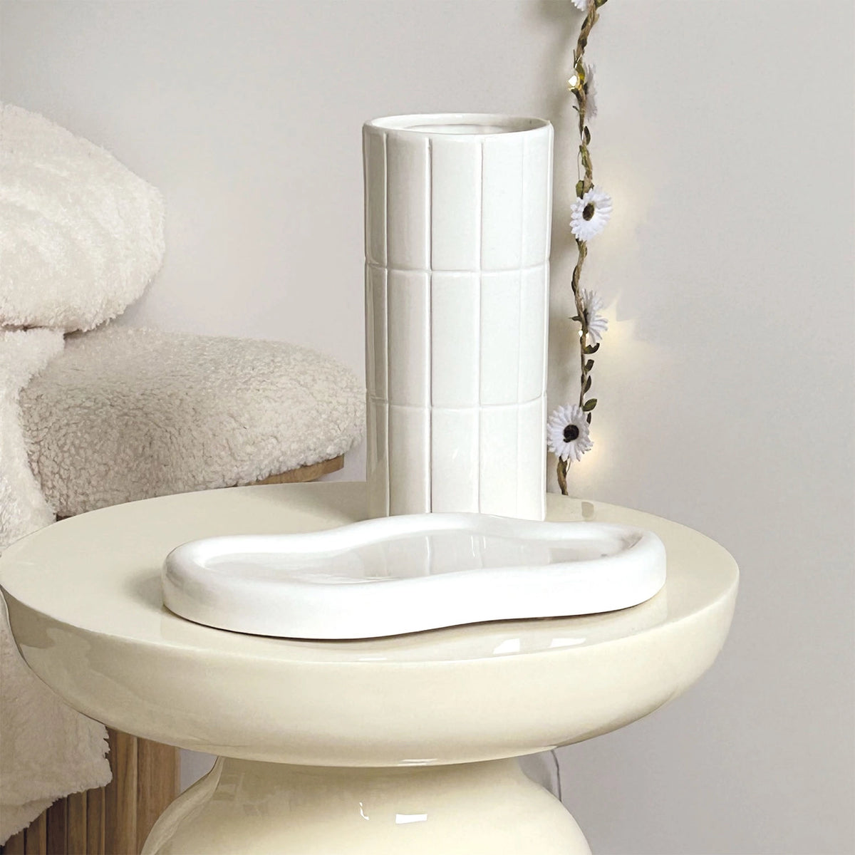 White Tiled Vase