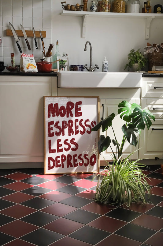 More Espresso Less Depresso Art Print | A4 size
