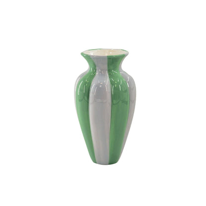 Flower Vase- Pleated Vase-Ceramic- Lilac/ Green- 16,5x16,5x29,5 cm