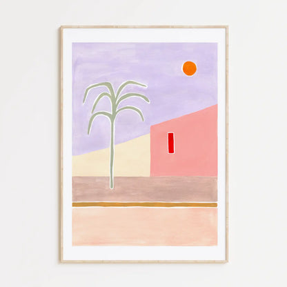 House and Palms - Illustration Art Print