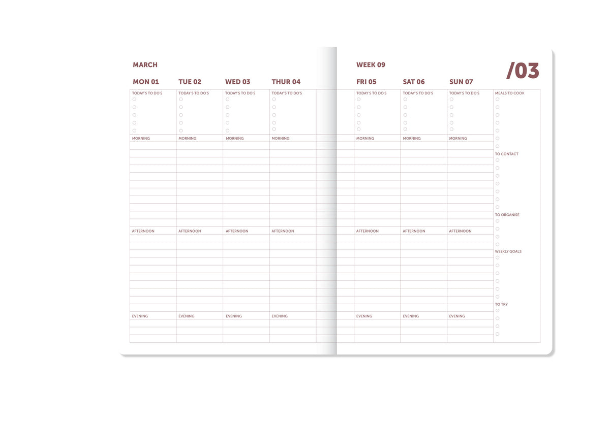 A-Journal Diary Spiral - Organiser 2027 - Bordeaux Pink