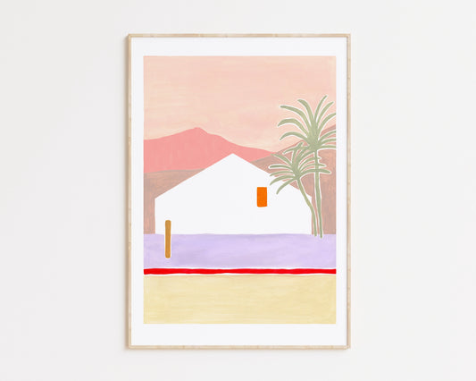House and Palms - Illustration Art Print