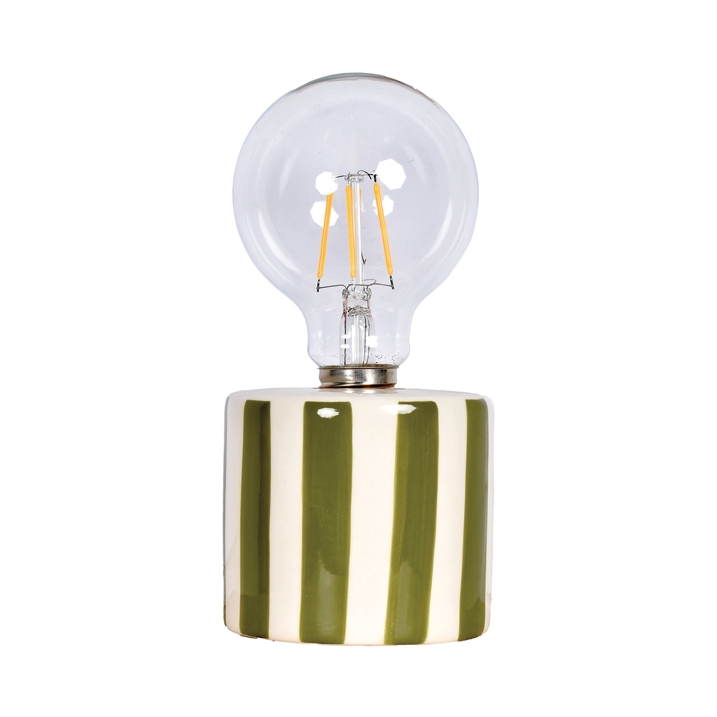 Khaki Stripe LED Decoration with Batteries D8.8 H17.5cm