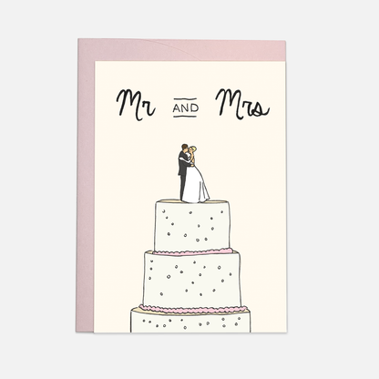 Wedding Cake - Greeting Card: Mr & Mrs