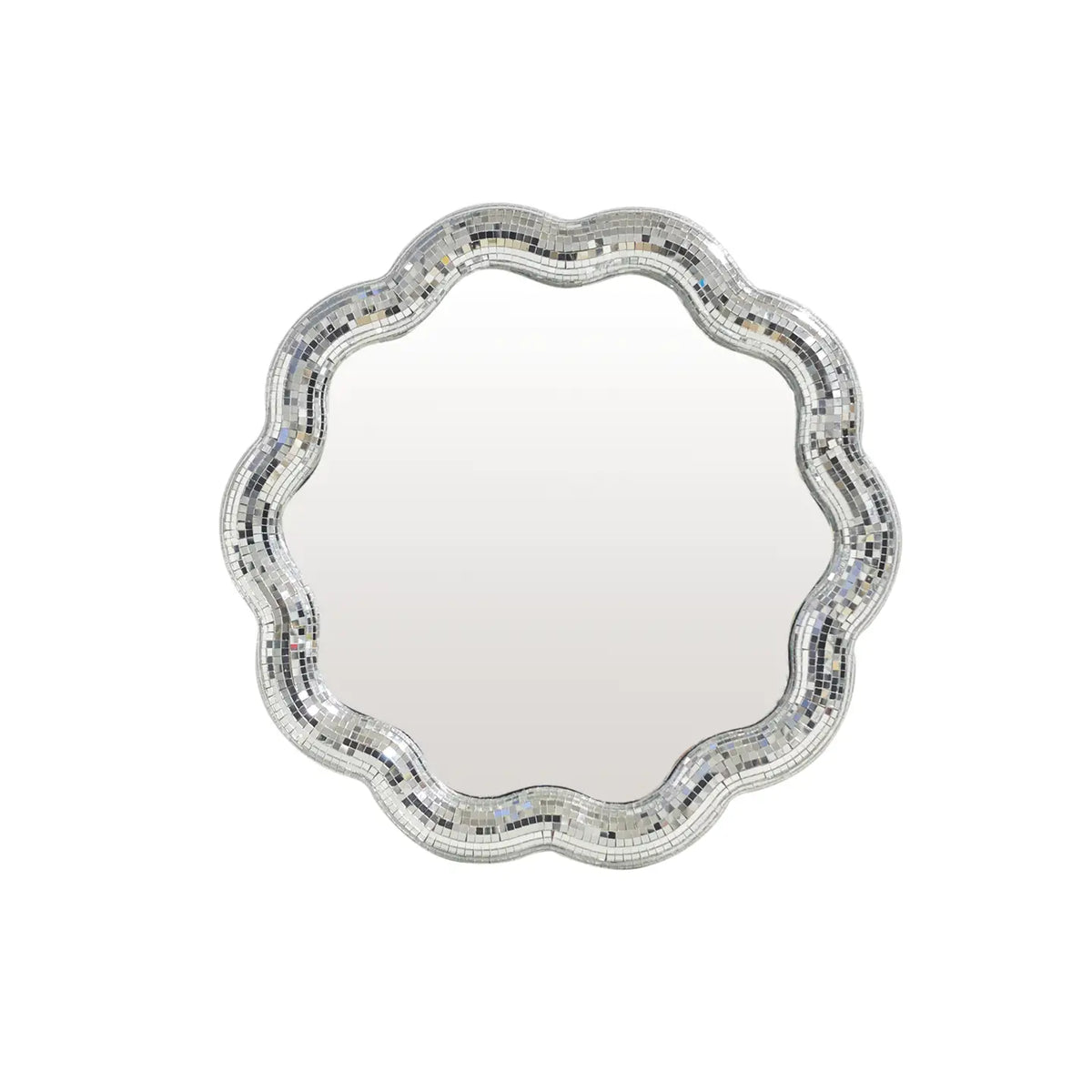 Small Wavy Round Disco Mirror