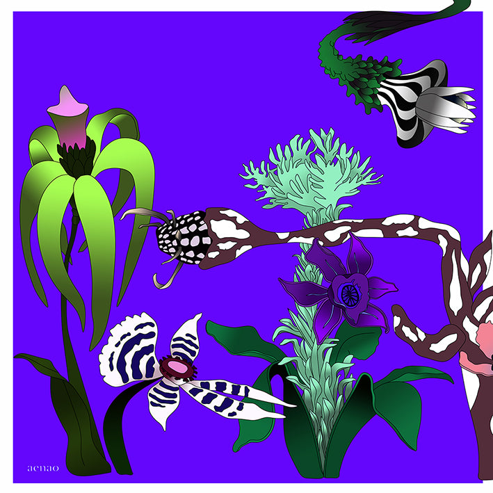AENAO Silk Scarf | Lily - Purple