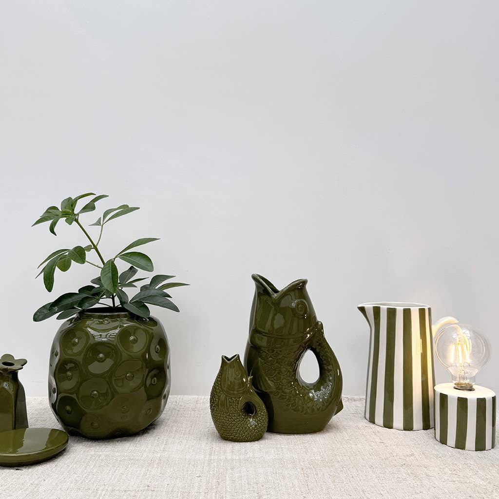 Khaki Stripe LED Decoration with Batteries D8.8 H17.5cm