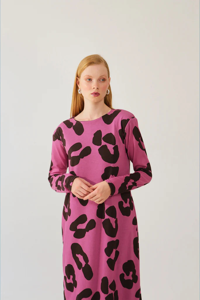 The Knit Dress - Pink Leopard
