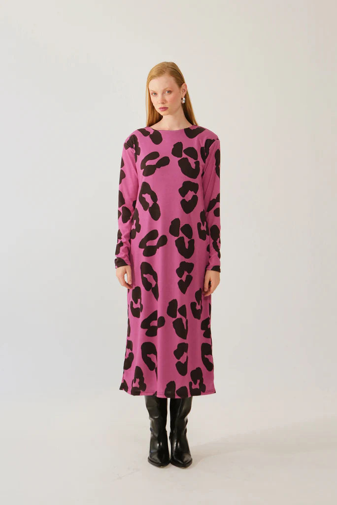 The Knit Dress - Pink Leopard