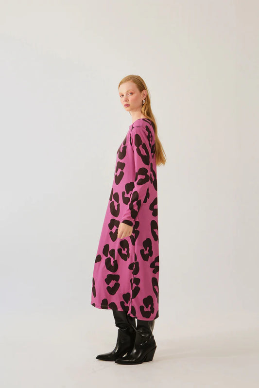 The Knit Dress - Pink Leopard