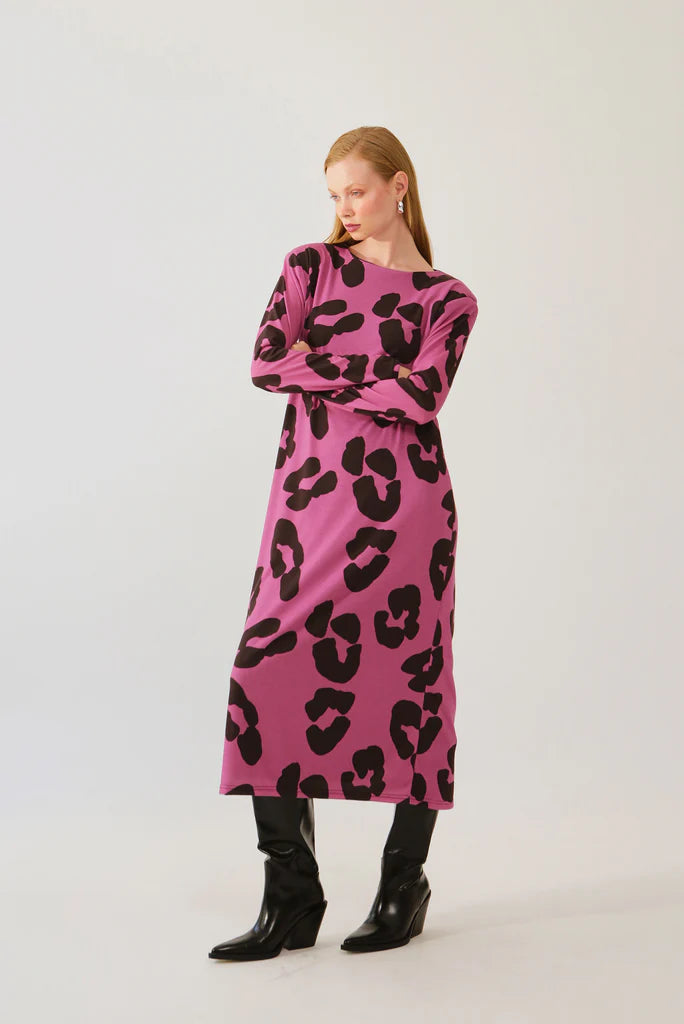 The Knit Dress - Pink Leopard