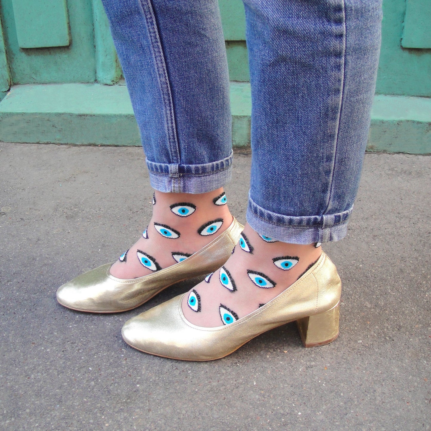 Eye Sheer Socks - Blue