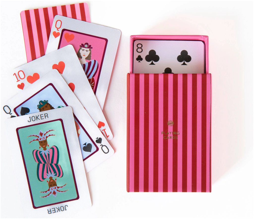 A-Journal Playing Cards – Stripes Red Pink