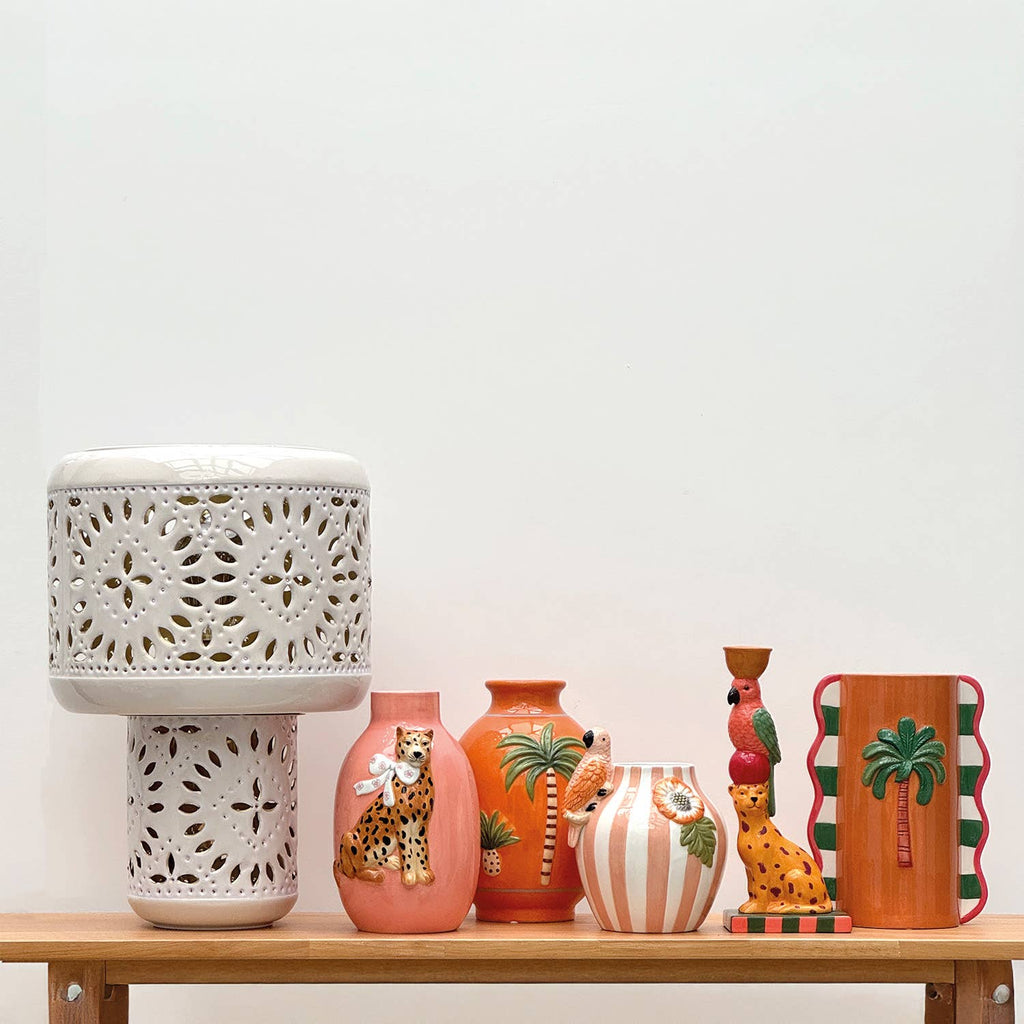 Orange Straight Palm Vase