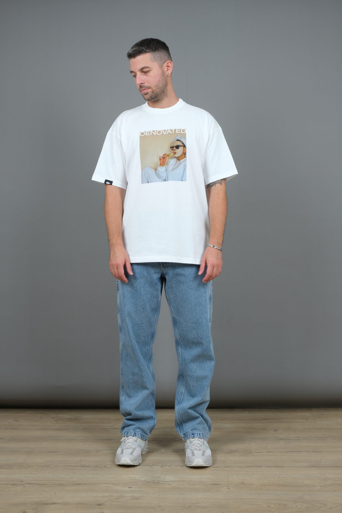 ”Drinking wine, feeling fine” off white T-shirt