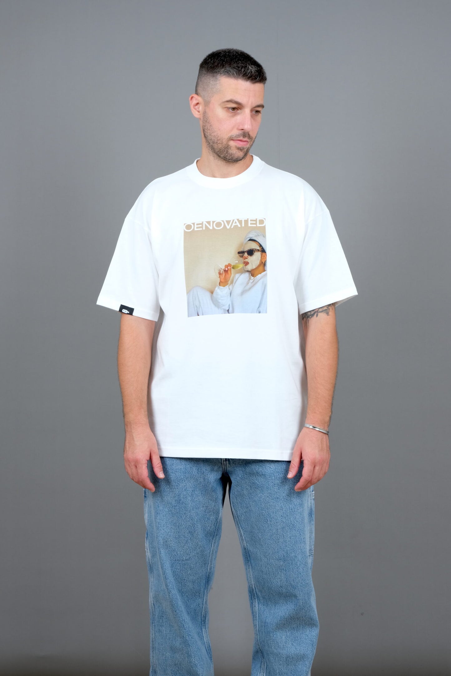 ”Drinking wine, feeling fine” off white T-shirt