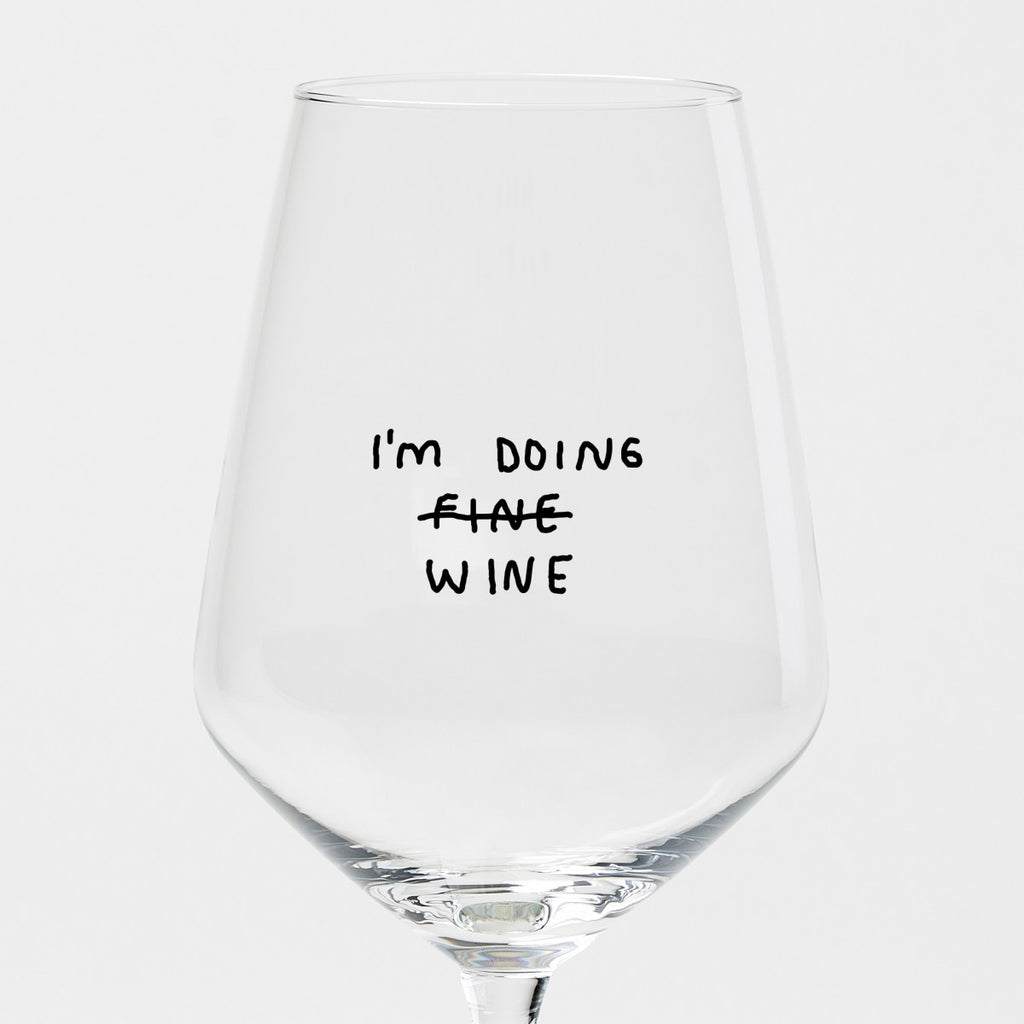 "I'm Doing Wine" Wine Glass by Johanna Schwarzer X Selekkt