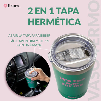 “It's Too AM For Me” Thermos Glass