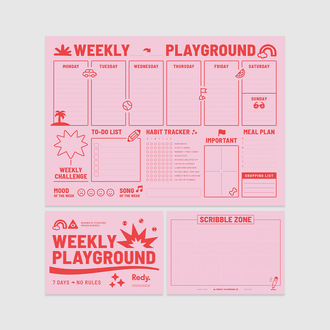 Weekly Playground Planner – Pink Red