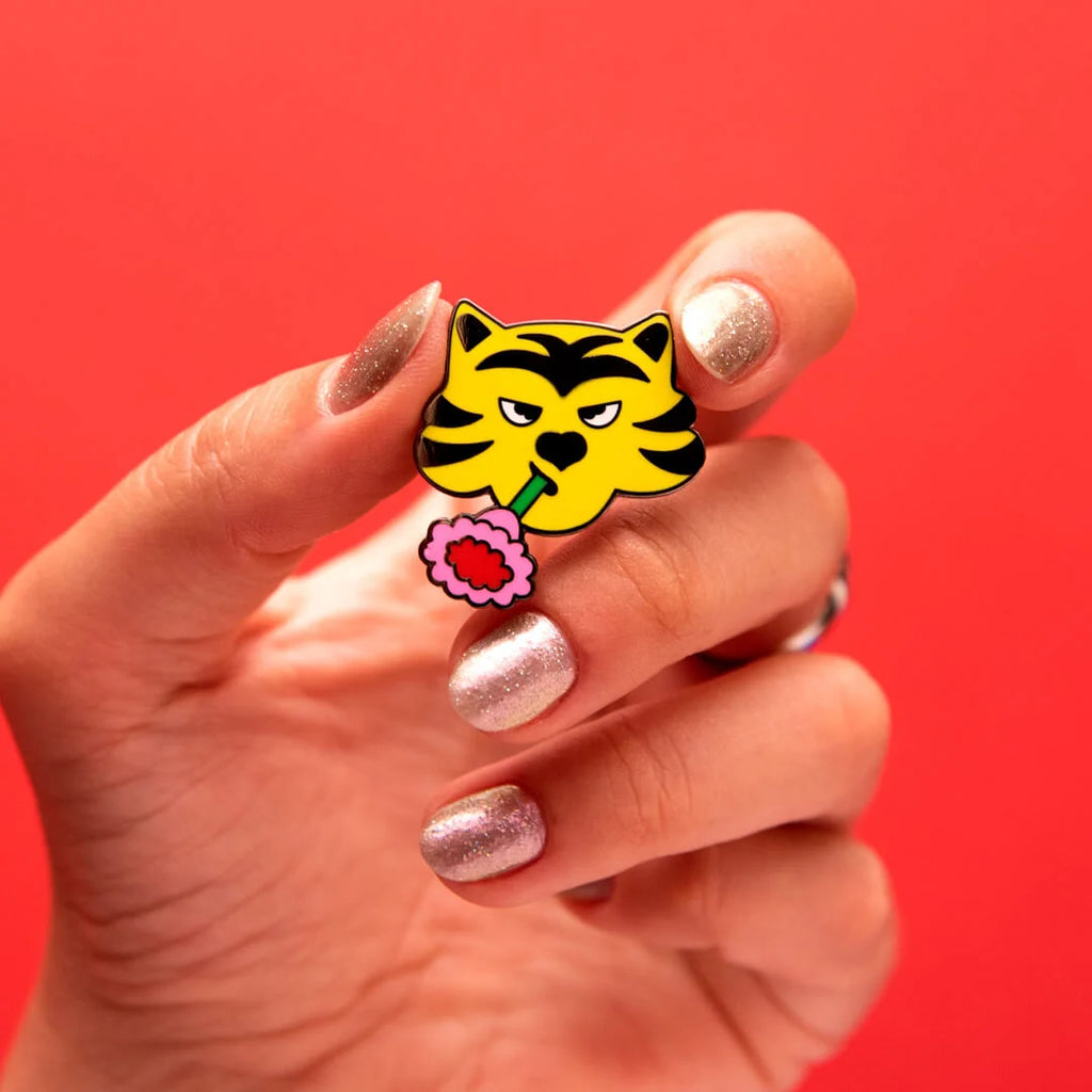 Flower Tiger Enamel Pin