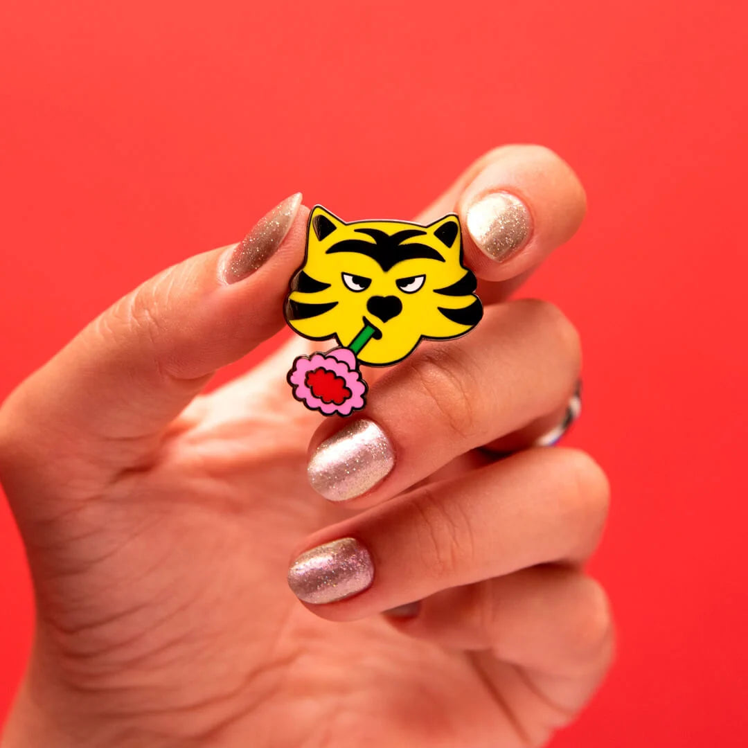 Flower Tiger Enamel Pin