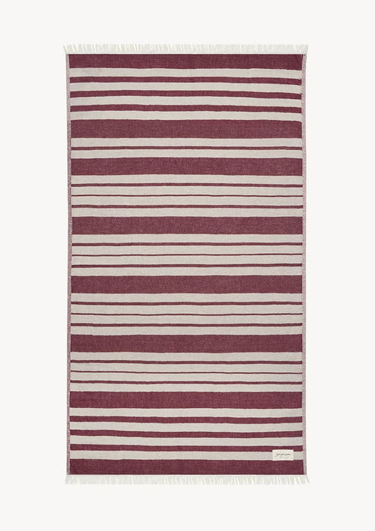 Baia Linen Towel – Burgundy