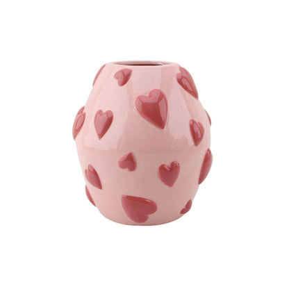 Vase -Flower Vase Hearts - Pink/ Red - 16x16x17,5cm