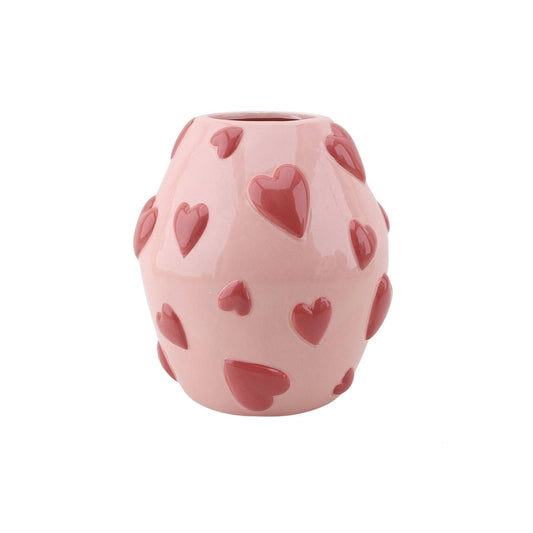 Vase -Flower Vase Hearts - Pink/ Red - 16x16x17,5cm