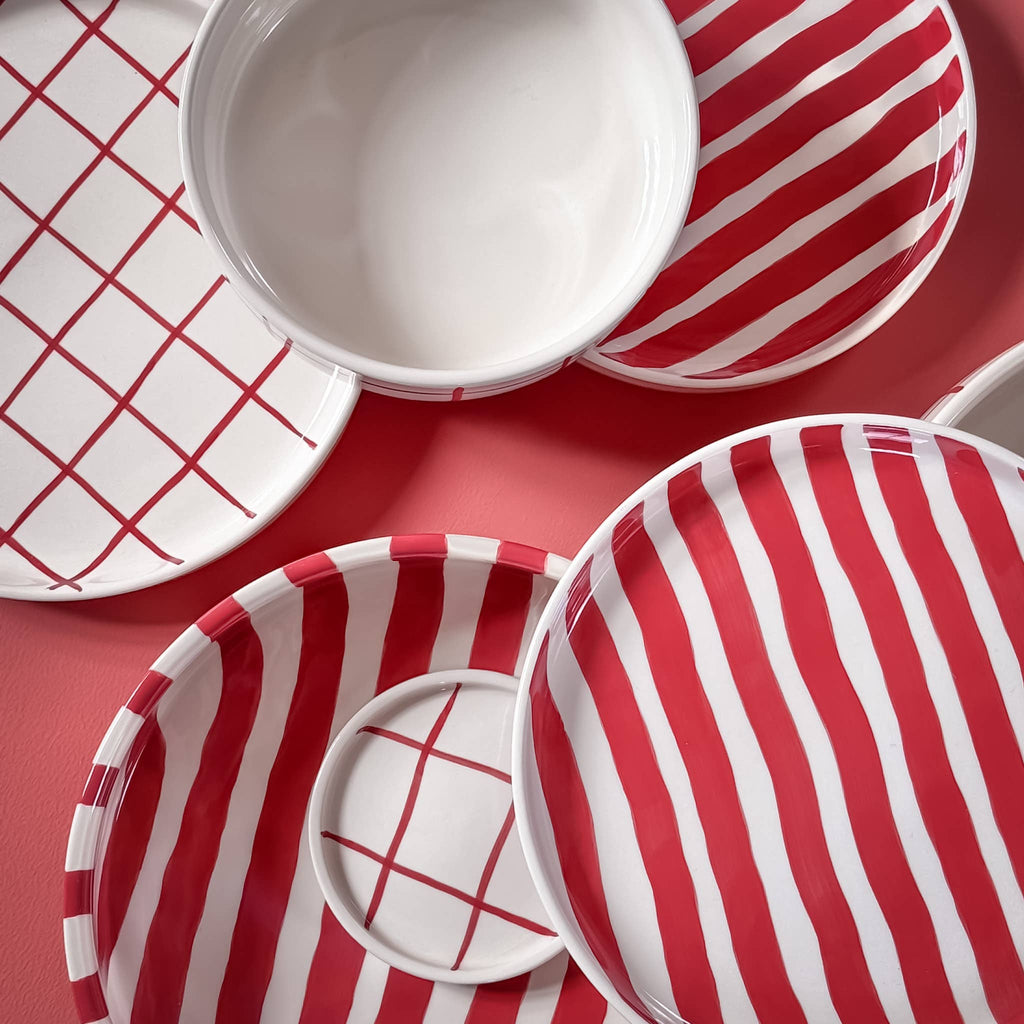Large bowl Stripes - tramonto red