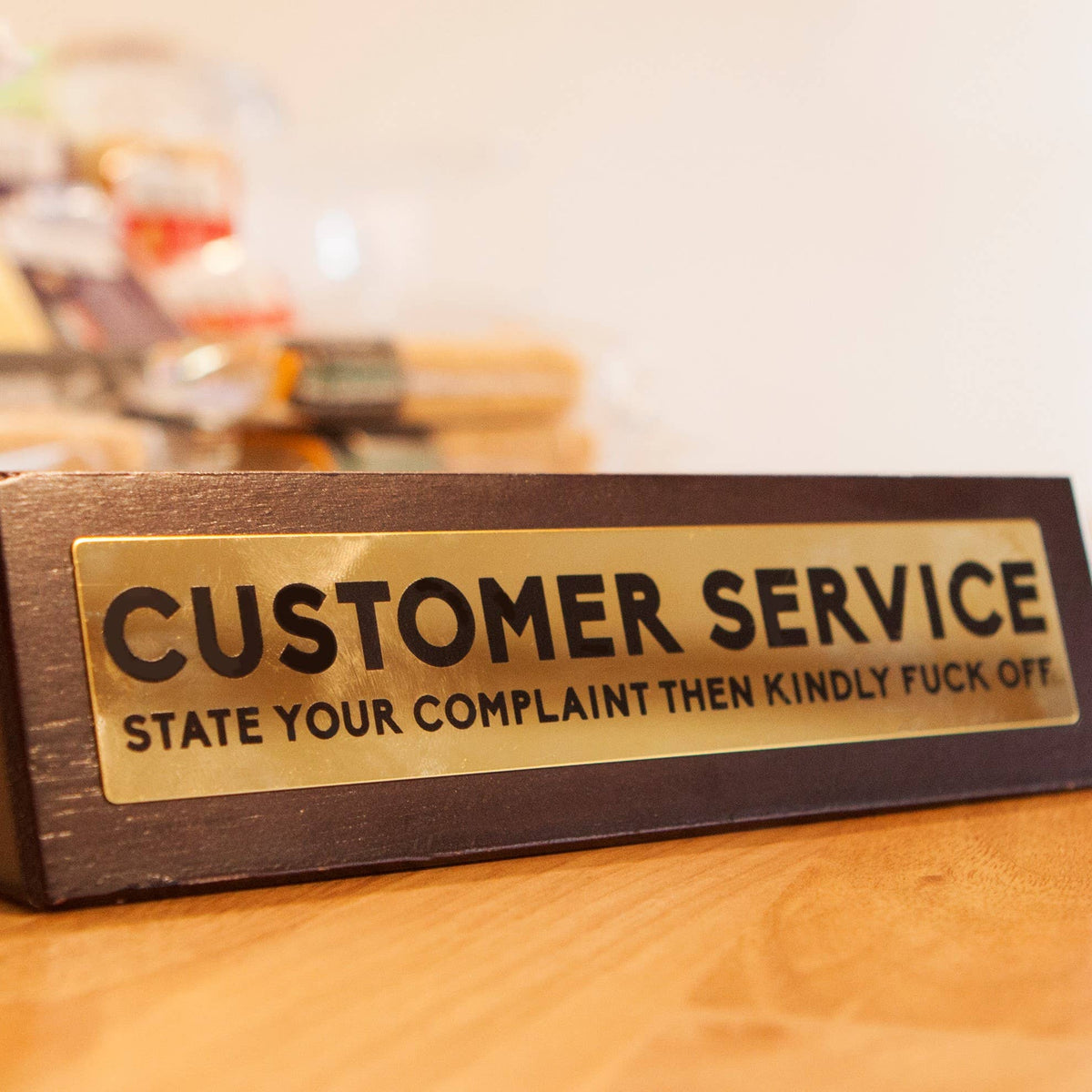 Wooden Desk Sign - Customer Service