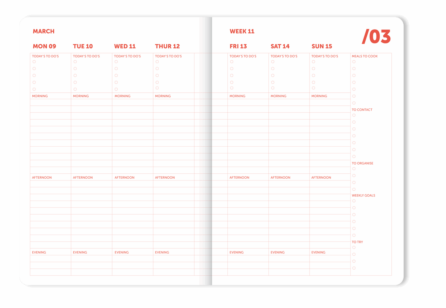 A-Journal Spiral Organiser 2026 - Pink Red