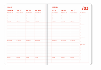 A-Journal Spiral Organiser 2026 - Pink Red