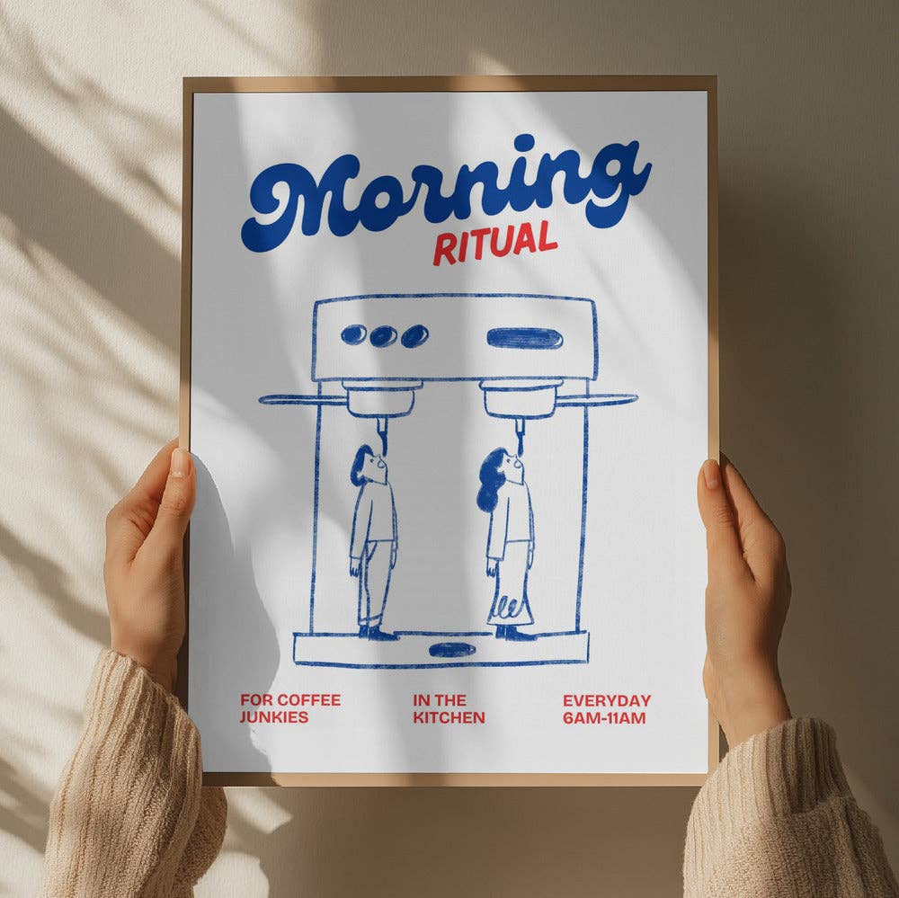 Morning Ritual Espresso Art Print - Retro Cafe Poster