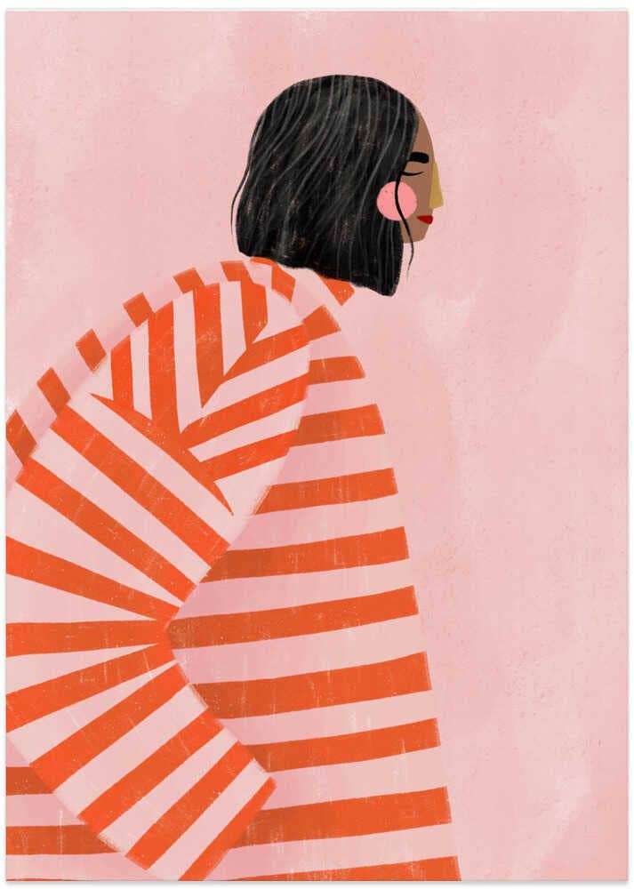 The Woman With the Orange Stripes Art Print