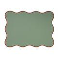 Juliette Rectangular Placemat, Green with Red Border