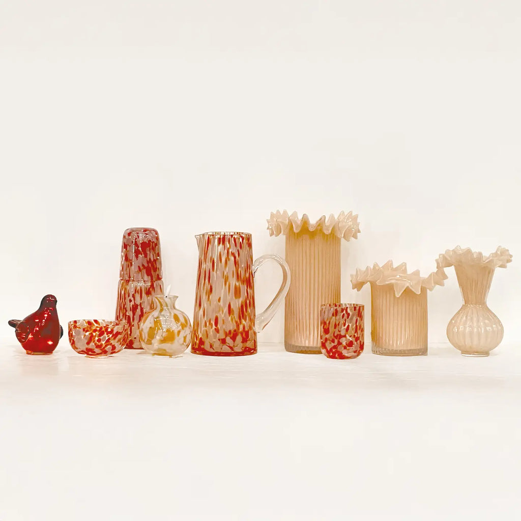 Red Speckled Glass Cup